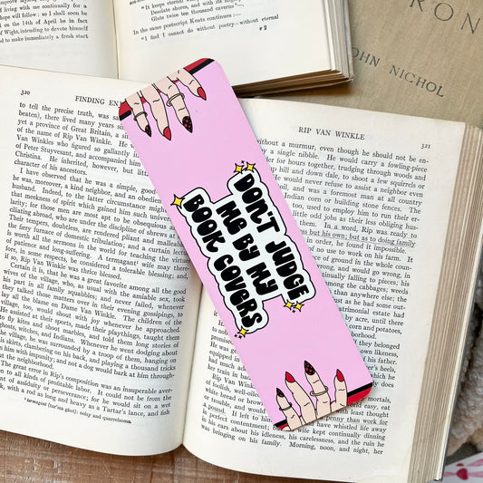 Don't judge me by my book covers bookmark