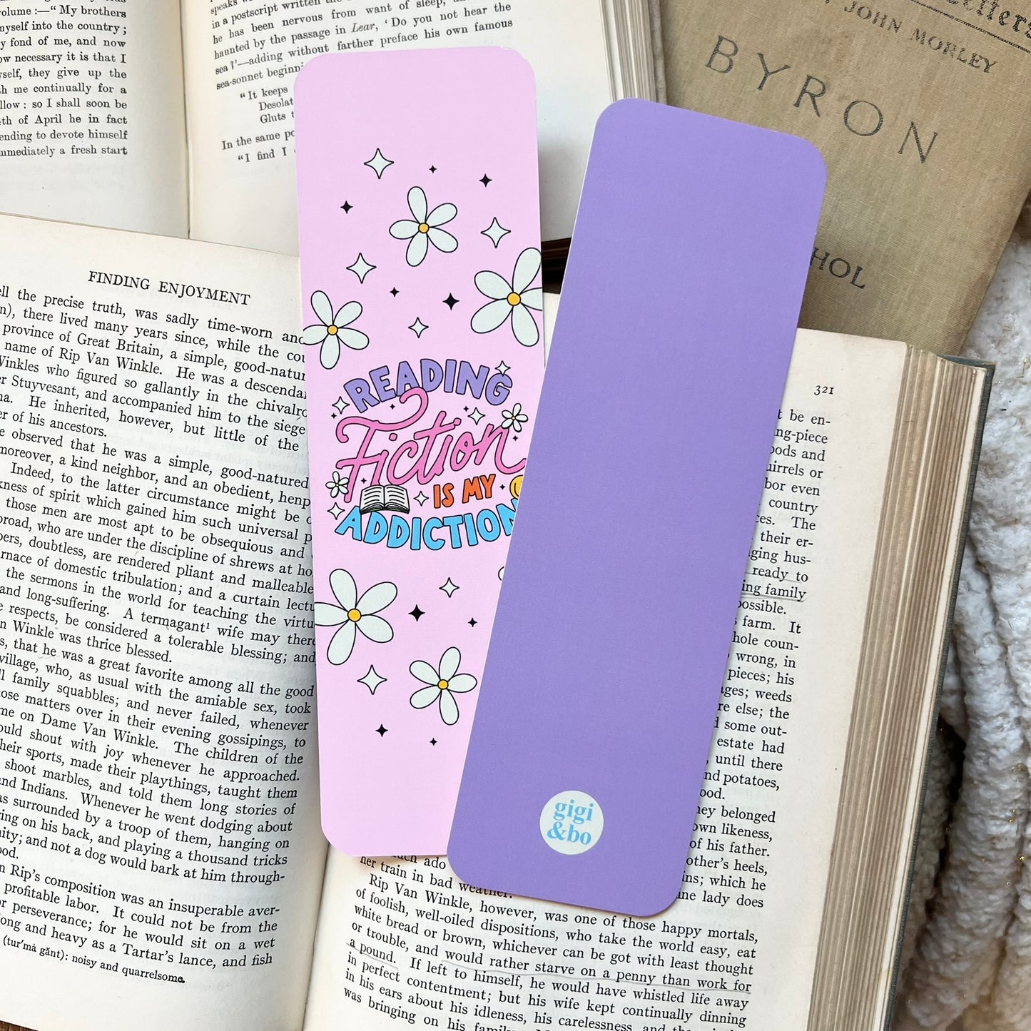 Reading fiction is my addiction pink bookmark