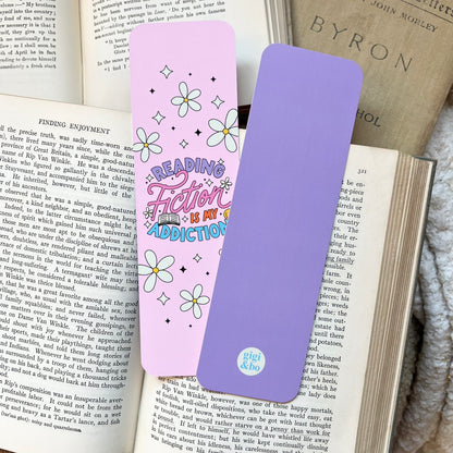 Reading fiction is my addiction pink bookmark