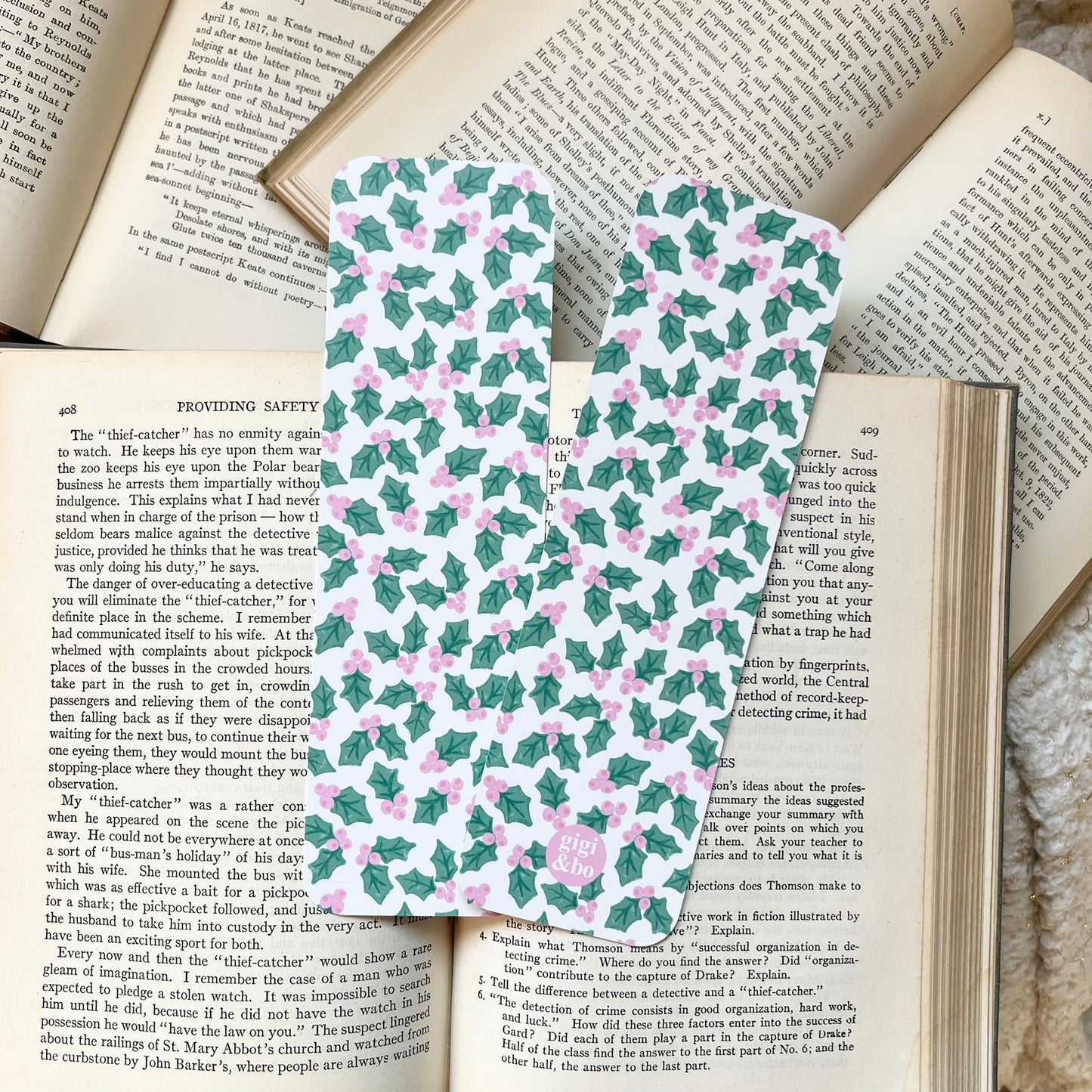 Holiday holly bookmark