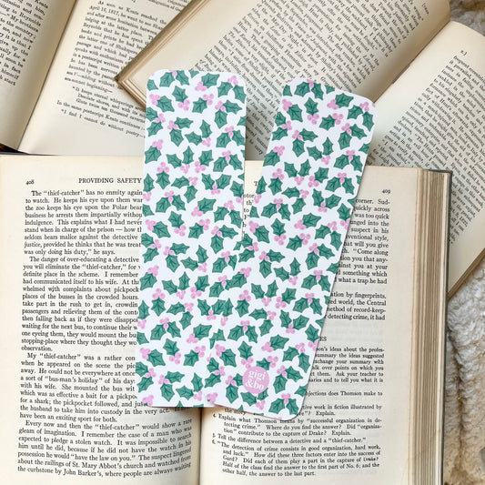 Holiday holly bookmark