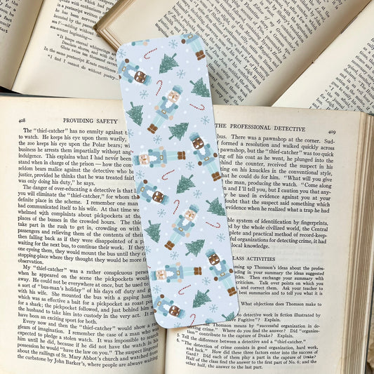Green holiday nutcracker bookmark