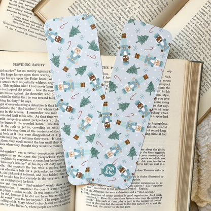 Green holiday nutcracker bookmark