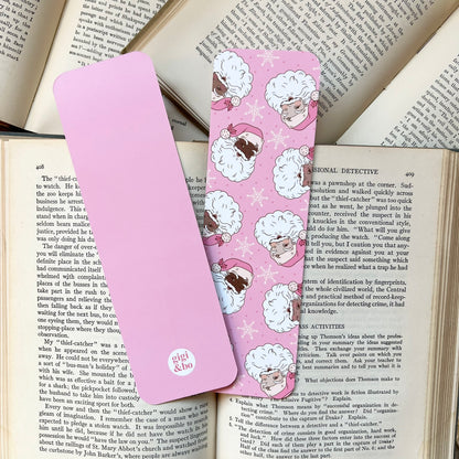 Pink holiday santa bookmark