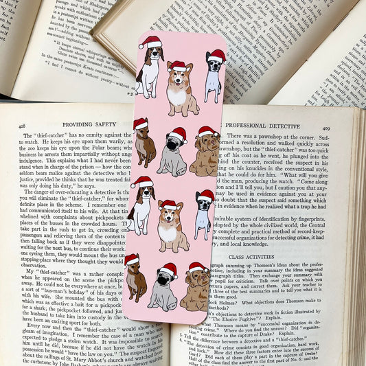 Santa paws holiday dog bookmark