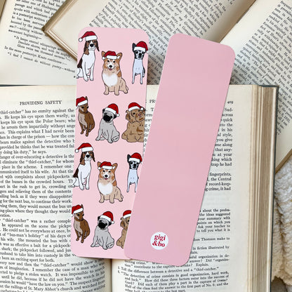 Santa paws holiday dog bookmark