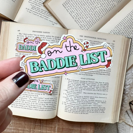 On the Baddie List holiday sticker