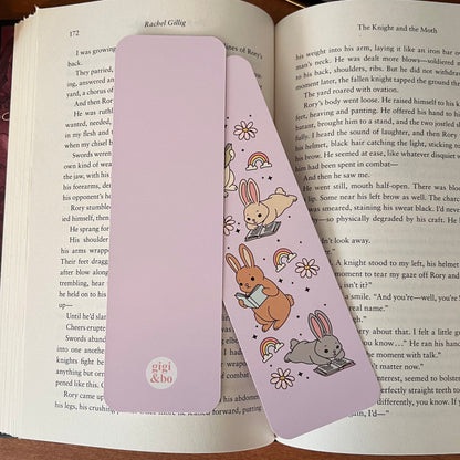 Reading Bunny Rainbow bookmark