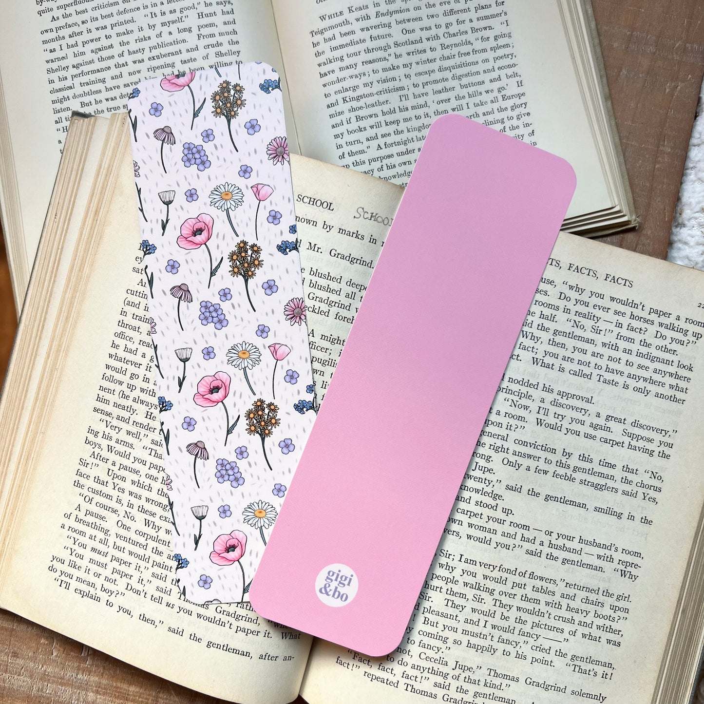 Pink wildflower field bookmark