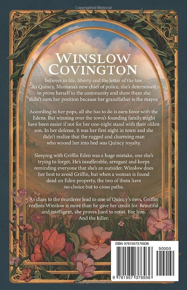 Book back cover with text and decorative elements