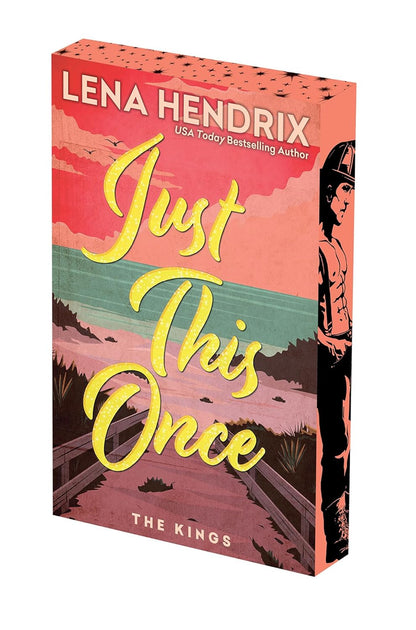 Book cover of 'Just This Once' by Lena Hendrix with a scenic illustration and silhouette.