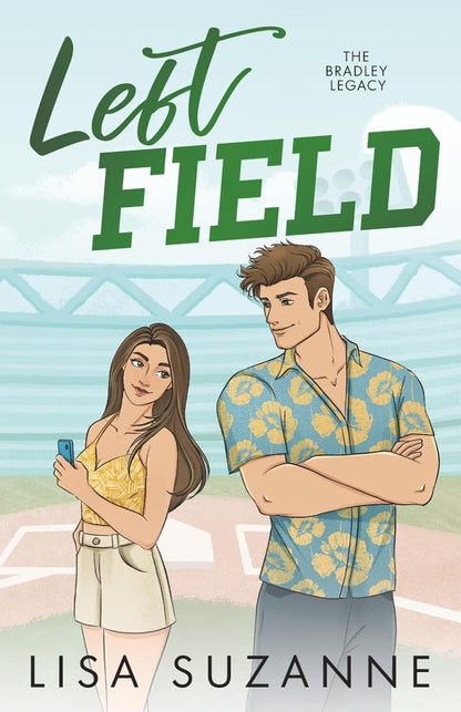 Book cover of 'Left Field' by Lisa Suzanne featuring two characters on a sports field.