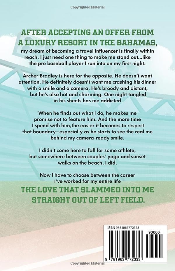 Book cover with text and a beach scene
