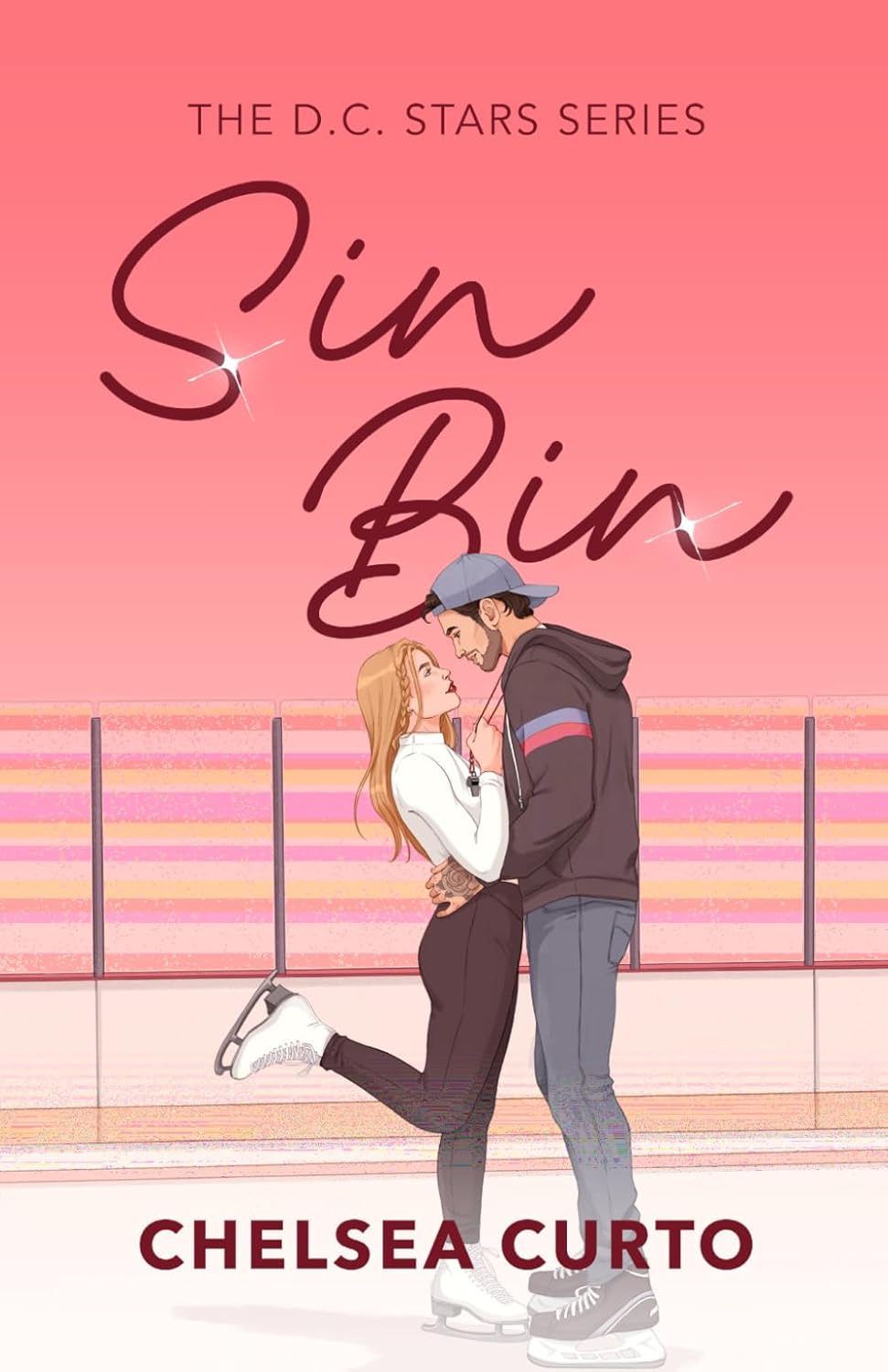 Book cover of 'Sin Bin' by Chelsea Curto featuring a couple on an ice rink.