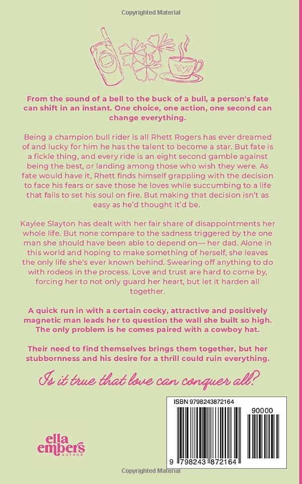 Book cover with text and a pink background