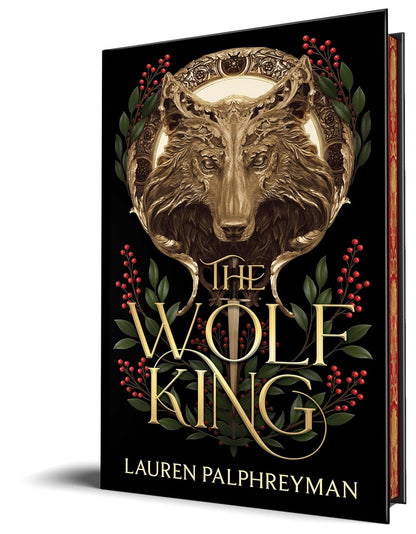 Book cover of 'The Wolf King' by Lauren Palphreyman with a wolf design and decorative elements.