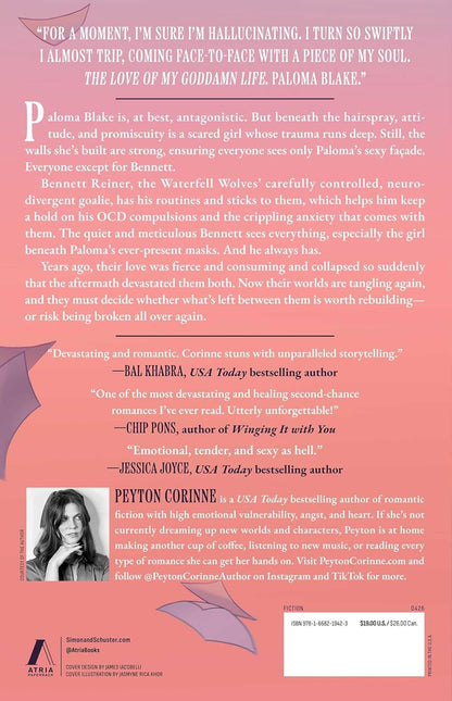 Book cover with text and a pink background