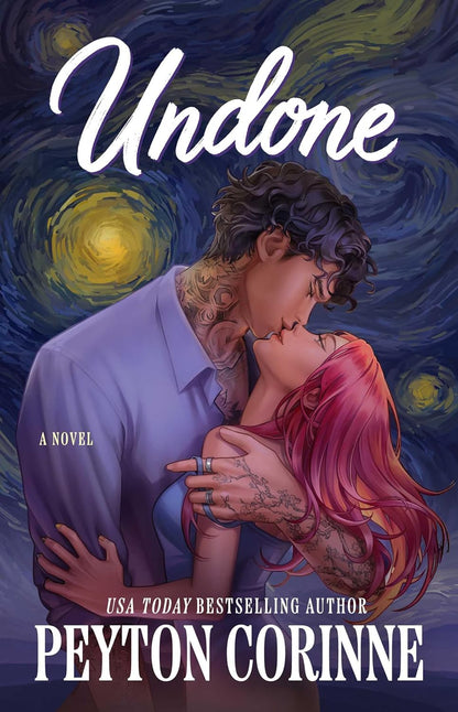 Book cover of 'Undone' featuring a couple embracing with a starry night background.