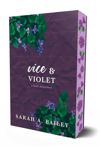 Book cover of 'Vice & Violet' by Sarah A. Bailey with floral design on a purple background