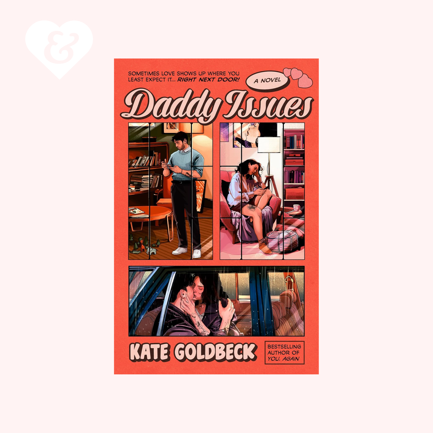 Book cover of 'Daddy Issues' by Kate Goldbeck with comic book style illustrations.