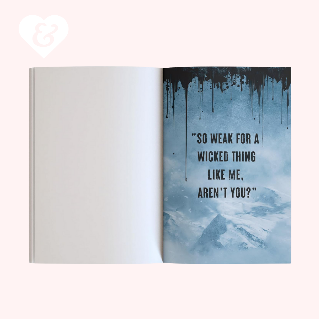 Book with a blue and black design and text on a white background