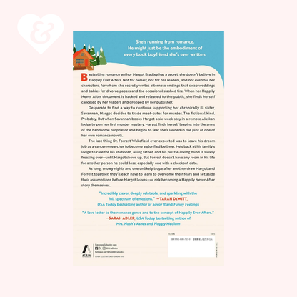 Book page with text and a small illustration of a cabin on a blue background