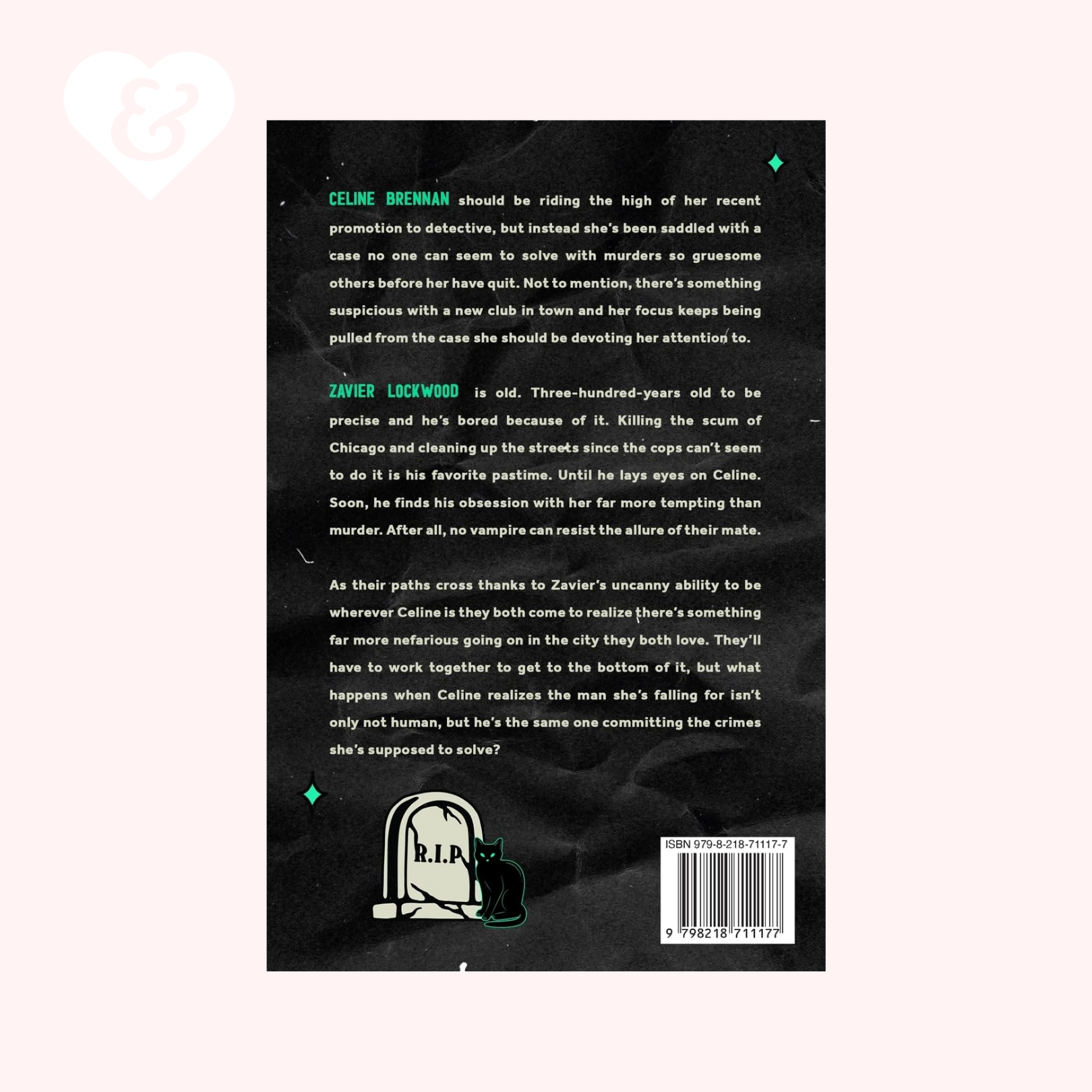 Back cover of a book with text and a barcode on a black background