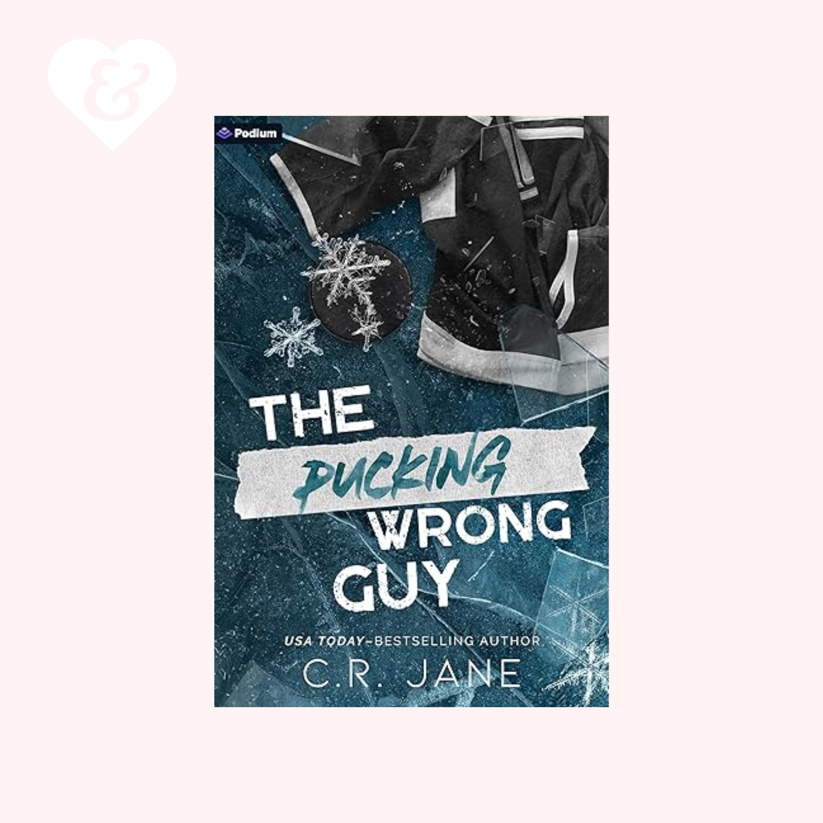 Book cover of 'The Pucking Wrong Guy' with hockey elements on a white background