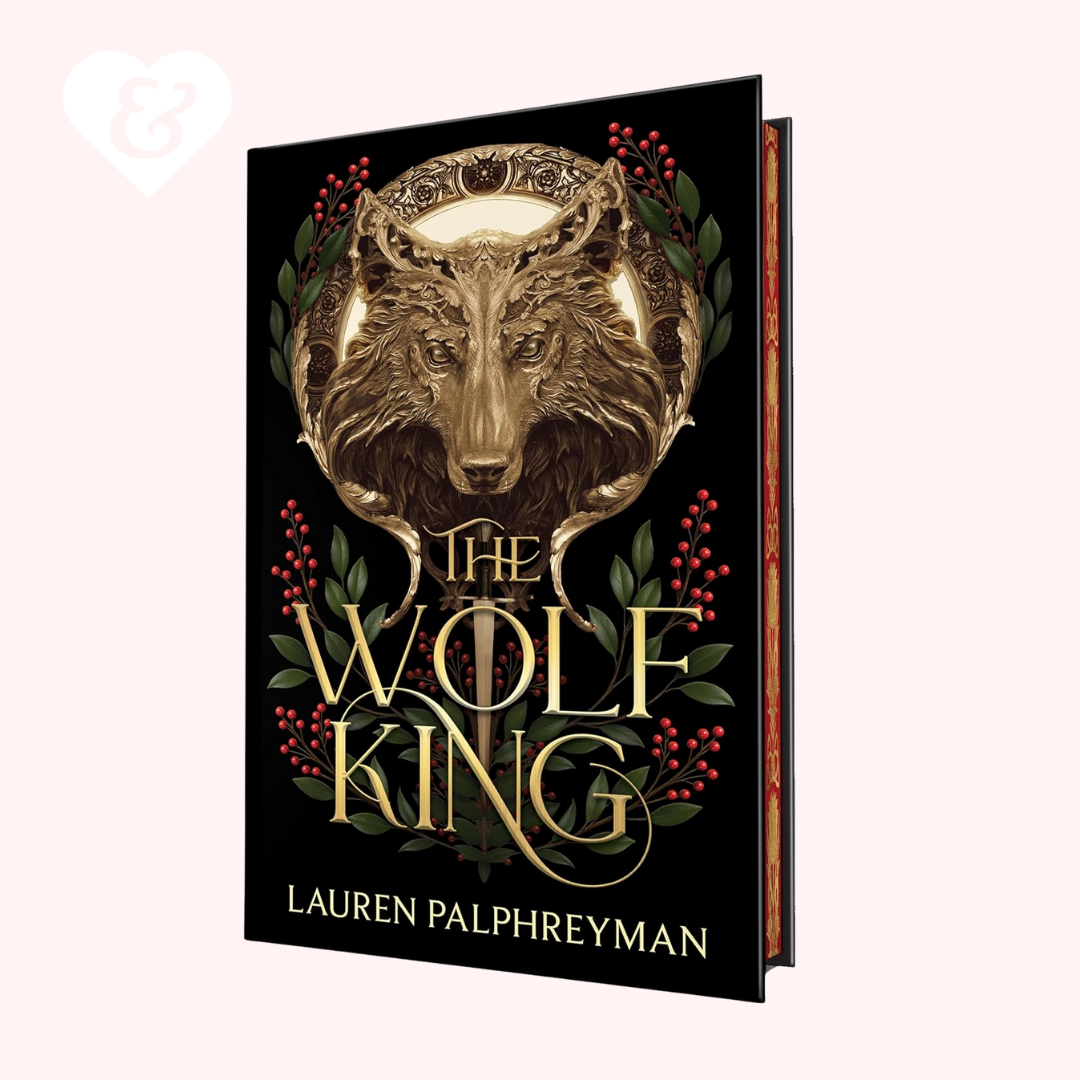 Book cover of 'The Wolf King' by Lauren Palphreyman with a gold wolf design on a black background.