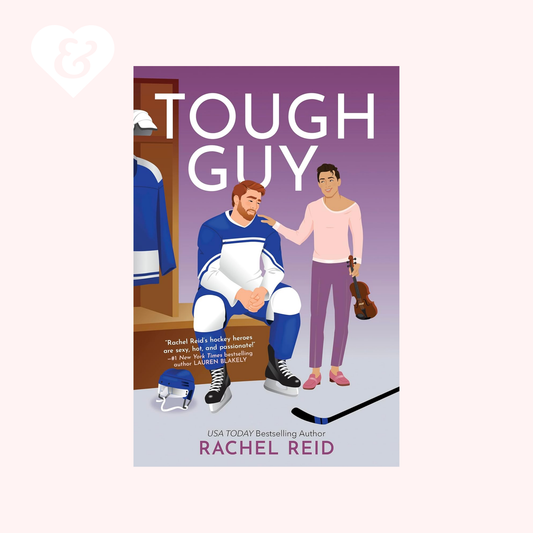 Book cover of 'Tough Guy' by Rachel Reid featuring two characters in a hockey-themed setting.