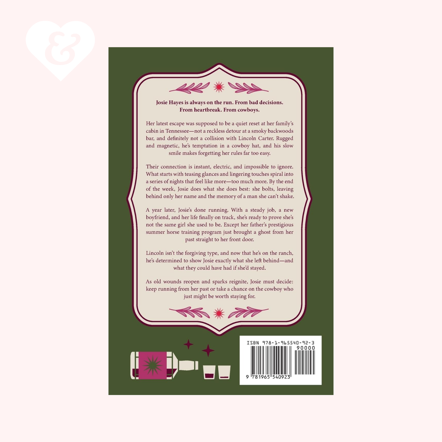 Book back cover with text and a bar code on a green background