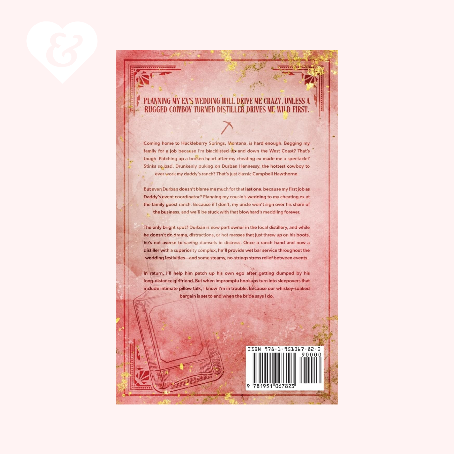 Back cover of a book with text and a barcode on a pink background