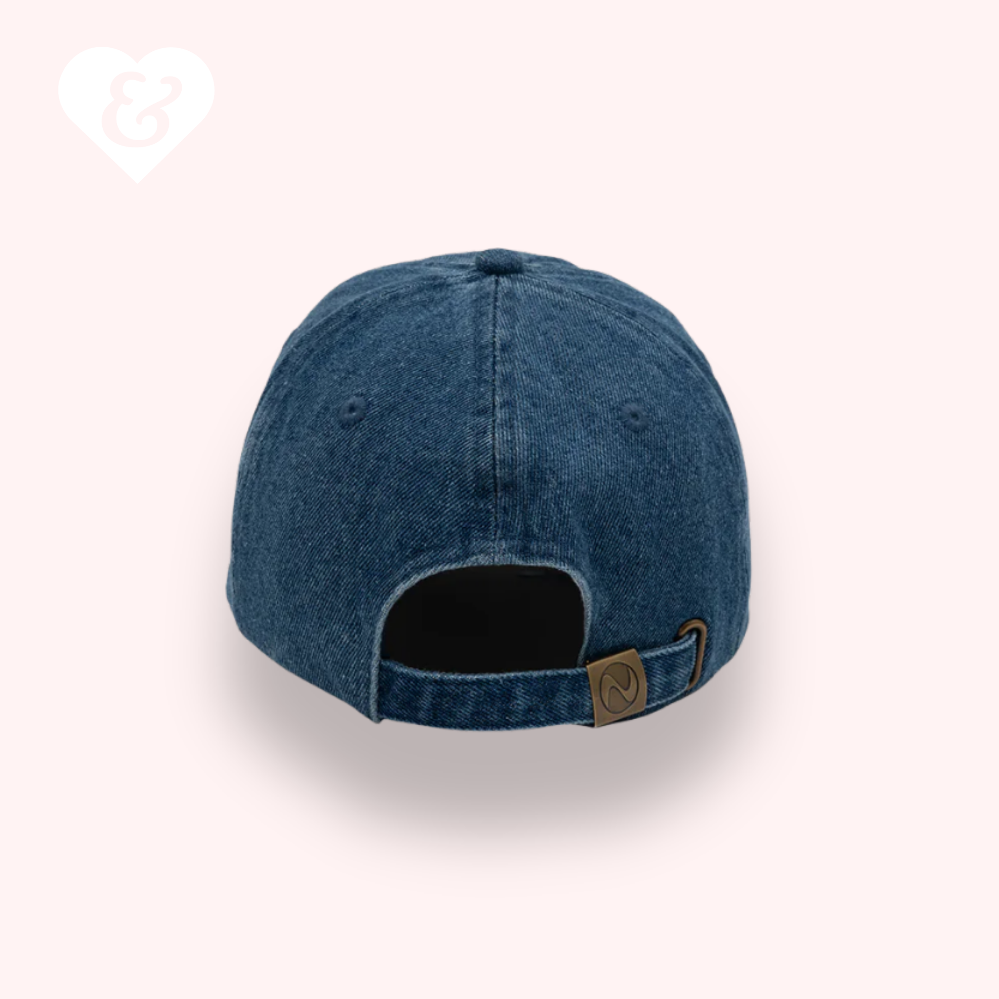 Blue denim cap on a white background