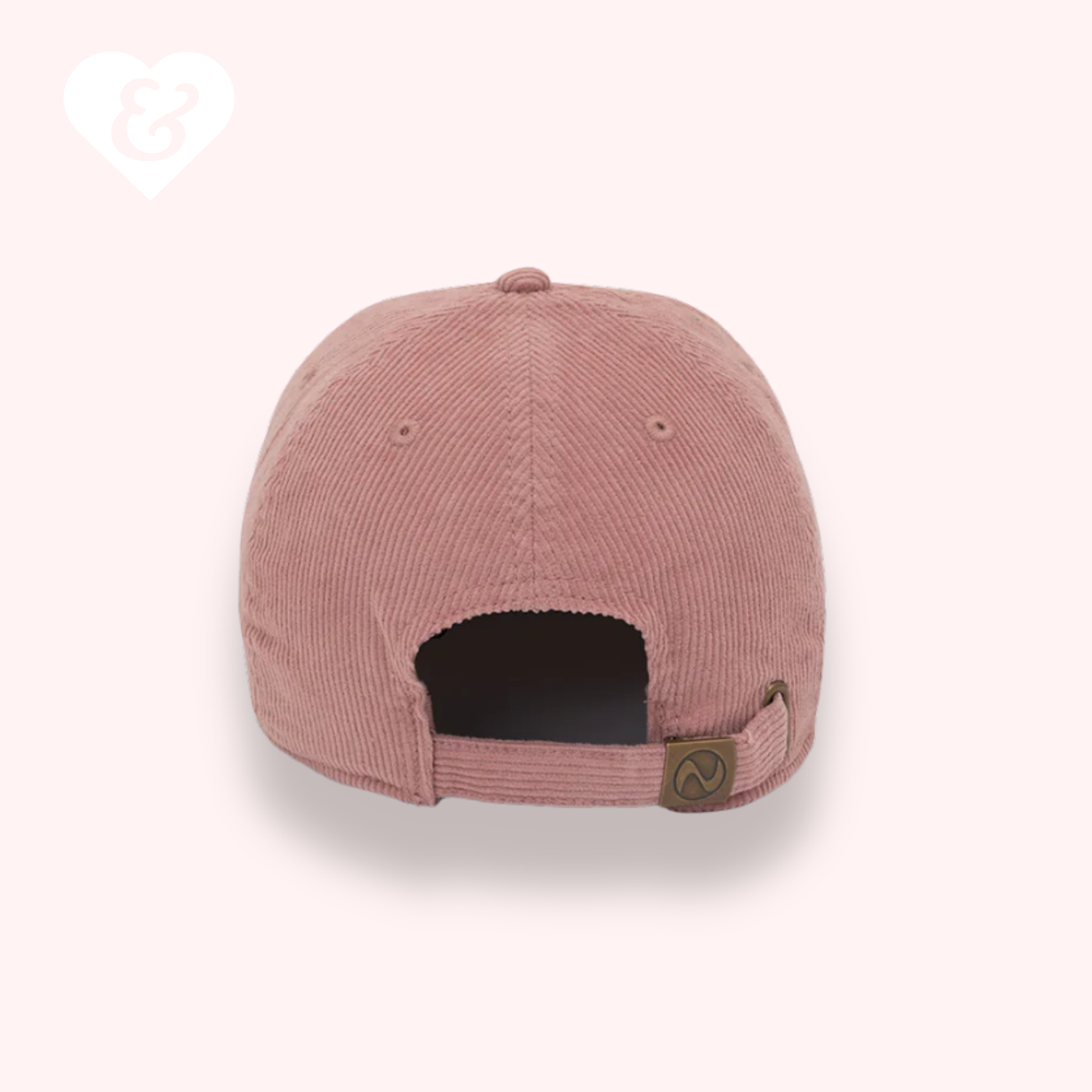 Pink cap with a brand logo on a white background