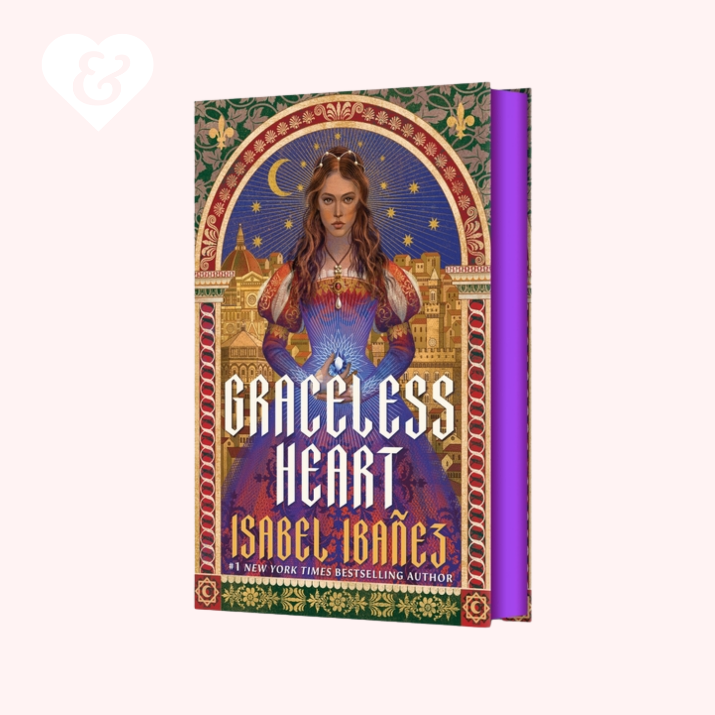 Book cover of 'Graceless Heart' by Isabel Ibanez with a colorful design and illustration of a woman.