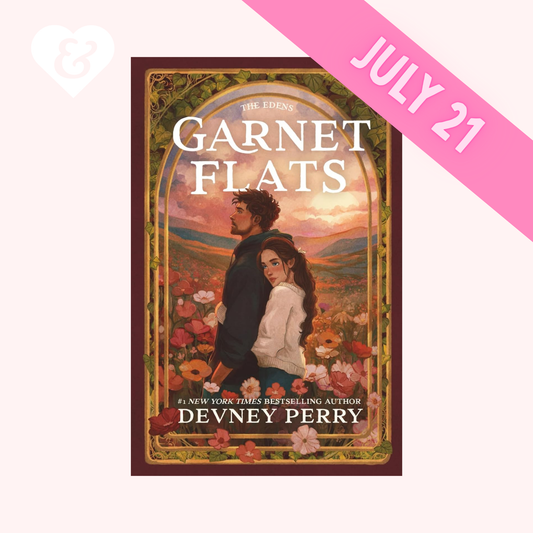 Book cover of 'Garnet Flats' by Devney Perry with a scenic illustration and release date text.