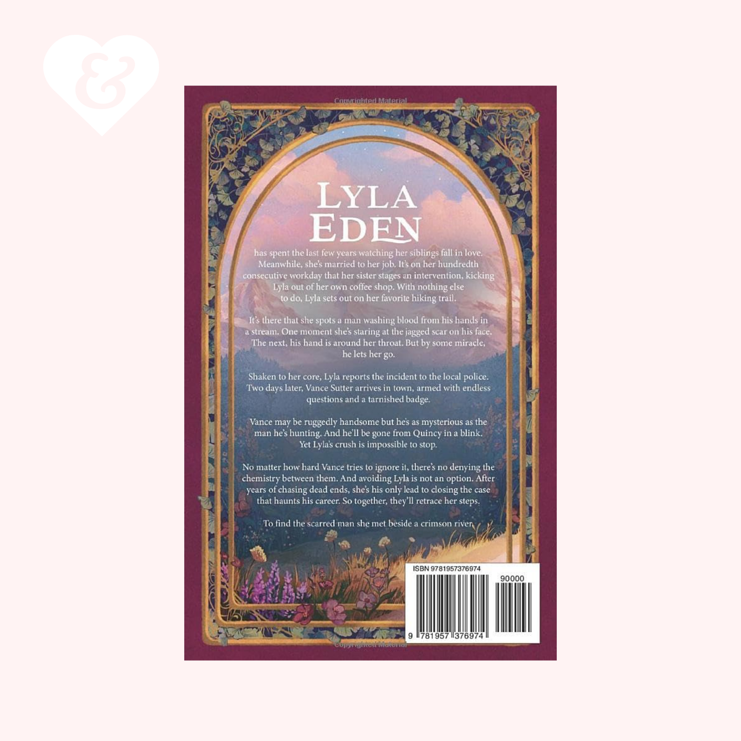 Book back cover with decorative text and a barcode on a white background