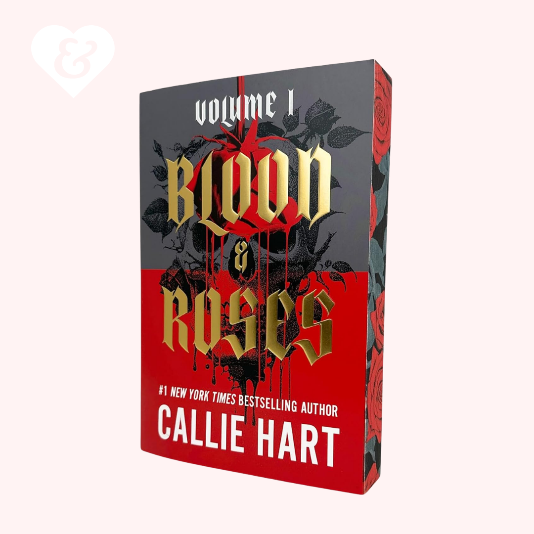Book cover of 'Blood & Roses' by Callie Hart with red and gray design