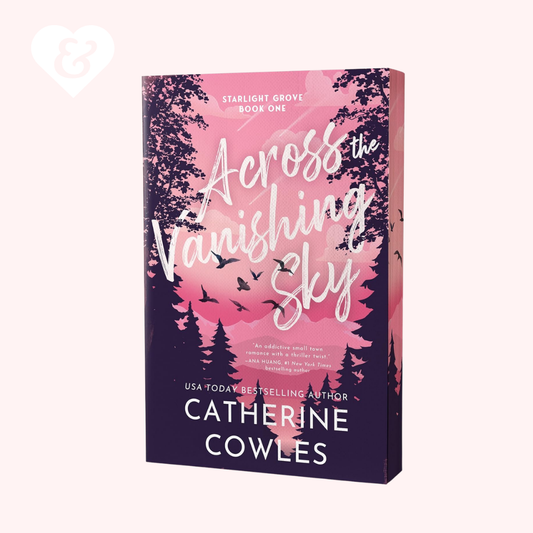 Book cover of 'Across the Vanishing Sky' by Catherine Cowles with a pink and purple design.