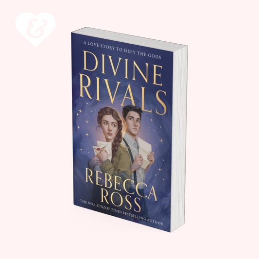 Book titled 'Divine Rivals' by Rebecca Ross on a white background