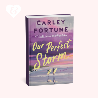 Book cover of 'Our Perfect Storm' by Carley Fortune with a beach scene on the cover.