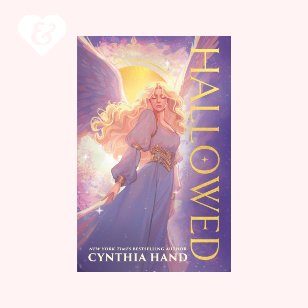 Book cover of 'Hallowed' by Cynthia Hand featuring a angelic figure with wings.