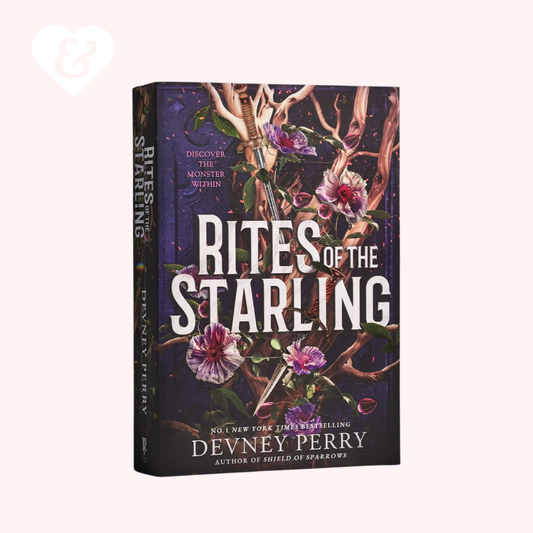 Book cover of 'Rites of the Starling' by Devney Perry with floral and antler design.