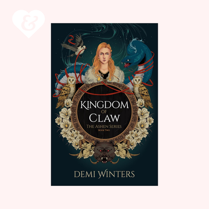 Book cover of 'Kingdom of Claw' by Demi Winters with a dark background and central character illustration.