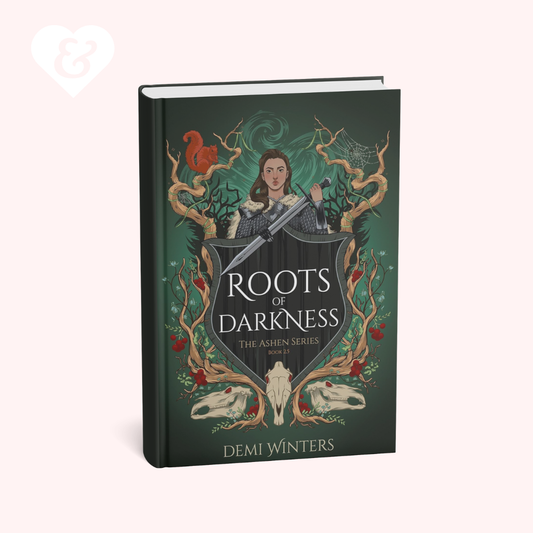 Book titled 'Roots of Darkness' by Demi Winters with a fantasy design on the cover.