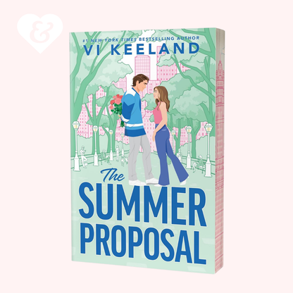 Book cover of 'The Summer Proposal' by Vi Keeland with a couple in an outdoor setting.