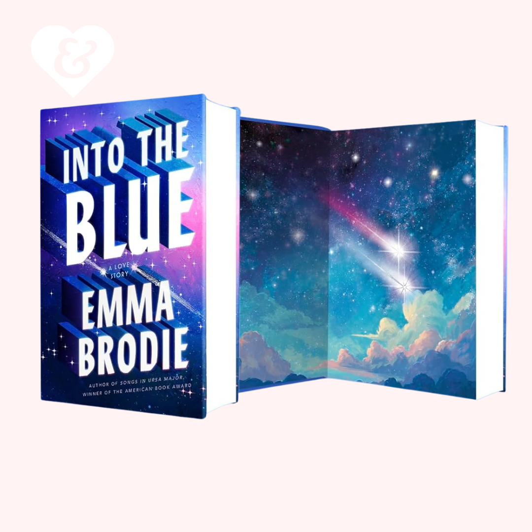 Book titled 'Into the Blue' by Emma Brodie with a space-themed cover