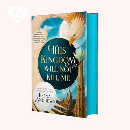 Book "this kingdom will not kill me" by Ilona Andrews on a light pink background