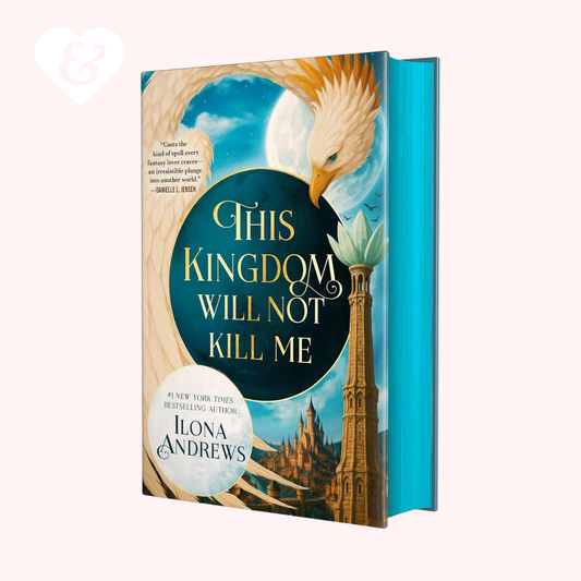 Book "this kingdom will not kill me" by Ilona Andrews on a light pink background