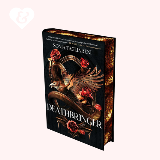"Deathbringer" by Sonia Tagliareni on a pale pink background 